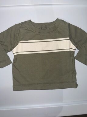 Old Navy Olive Green Long-Sleeve Tee with Cream Stripe